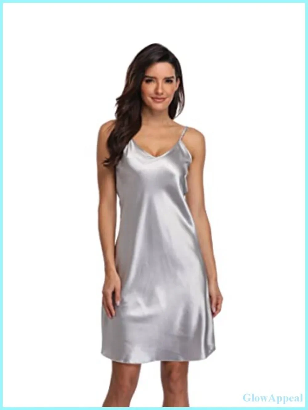 Silky Polyester Sleeveless V-Neck Adjustable Spaghetti Strap Sleepwear Chemise